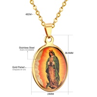 Collier pendentif flottant en acier inoxydable, Vierge Marie, Religion, Madone, Divinité féminine