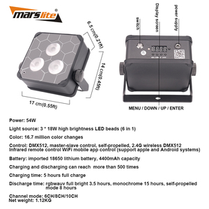 Uplights Pin Không Dây 3*18W Rgbwa + UV DJ Sân Khấu Backdrop <span class=keywords><strong>Par</strong></span> Uplight Đối Với Wedding Party <span class=keywords><strong>LED</strong></span> <span class=keywords><strong>Par</strong></span> Ánh Sáng Với Trường Hợp - Product Image 4