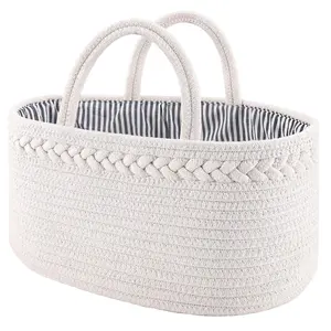 Hot Sale Cotton Rope Baby Organizer Basket Rope Nursery Storage Bin Diaper Caddy Organizer