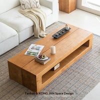 Table basse en bois massif, banc sculpté en rondins, style rustique Wabi-sabi, couleur noyer vieilli, pour salons, B&B et hôtels