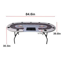 Table de poker professionnelle de 84 pouces de haute qualité, grise, avec option de personnalisation économique et pieds pliables en métal, idéale pour les soirées poker à domicile