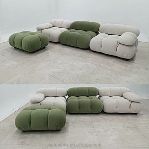 Sofá Modular Camaleón de Tela Elástica con Bloques de Tofu Crema, Sofá de Algodón con Forma para Sala de Estar, Apartamento, Nuevo Sofá de Tela para Hotel - Product Image 4