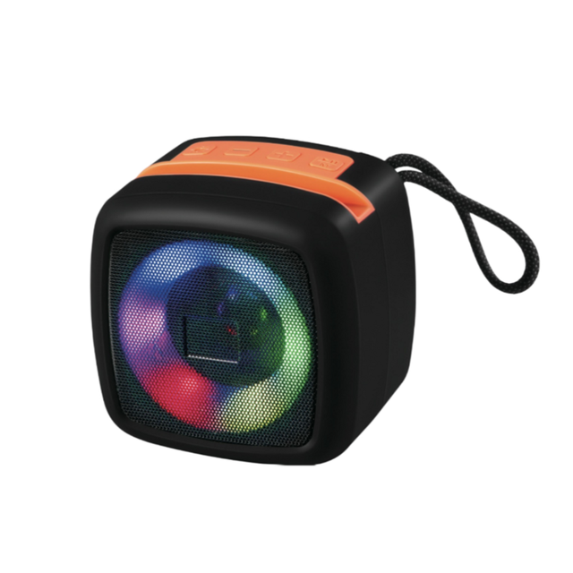 OEM Iron Mesh RGB Portable Speaker Holder-BT 5.4 5W Stereo Sound TF Card/USB/FM Radio 12-Hour Playtime Plastic TWS Pairing