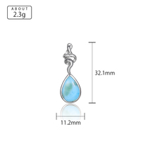 Pendentif en argent sterling 925 éthéré avec un grand larimar bleu naturel, un éclat bleu océan et un design de bélière délicat