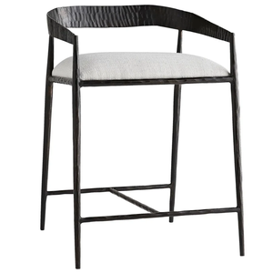 Tabouret de bar haut Ansel en lin et fer/acier, durable, pour bar à domicile et salle à manger - Product Image 2