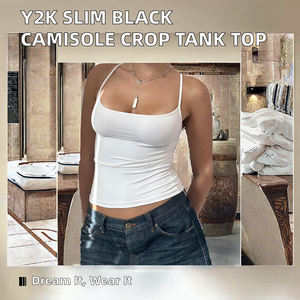 เสื้อกล้ามผู้หญิงแบบลำลองระบายอากาศได้ดีสีดำ Y2K เสื้อกล้ามแฟชั่นสวยงาม - Product Image 2