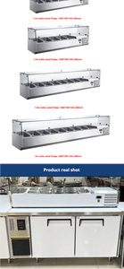 Mesa de Preparación de Alimentos NUELEAD NE-1113 Comercial, Refrigerada por Aire, de Acero Inoxidable, con Ocho Bandejas de Vidrio Completo para Sándwiches y Ensaladas - Product Image 6