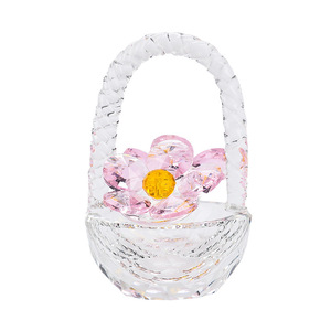 Panier à fleurs en verre cristal, petite décoration de bureau pour la maison, collection de cadeaux - Product Image 5