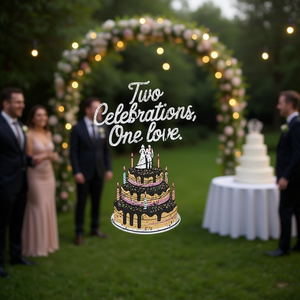 Camiseta de manga larga con estampado de pastel de bodas para celebraciones dobles y amor - Product Image 3