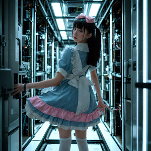 Rainy Day Flower Maid Dress Women Adult Lolita Cosplay Costume Blue Pink Ruffle Design - Product Image 2