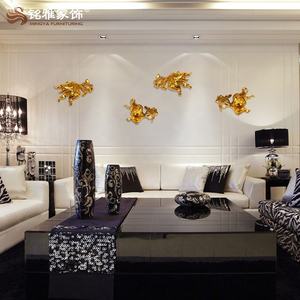 <span class=keywords><strong>Fondo</strong></span> de decoración del hogar pez dorado colgante de pared escultura de resina - Product Image 4