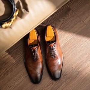 2024 New Classic Elegant Handmade Oxford Square-Toe Men's Formal <b>Shoes</b> <b>Height</b> <b>Increasing</b> Autumn - Product Image 1