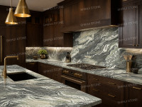 Dalle de marbre rouge Cipollino-Ondulato SH STONE, finition polie, pour comptoirs, plans de travail, revêtements muraux, fabrication sur mesure, découpe sur mesure