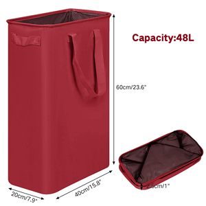 Cesto de Ropa Sucia Plegable Estrecho y Alto con Asas para Baño, Dormitorio, Residencia Universitaria - Product Image 2