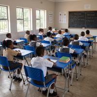 Bureau et chaise fixes modernes en PVC durable pour l'école, mobilier scolaire pour salle de classe Aoyasi PT-306C