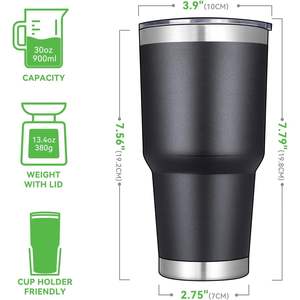 Gobelet en acier inoxydable de 30 oz-Lot de 2 gobelets isolés sous vide à double paroi avec couvercle anti-éclaboussures - Product Image 2