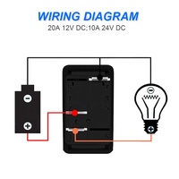 Interrupteur à bascule étanche marin gravé au laser 24V 20A marche/arrêt SPST 3 broches avec barre lumineuse LED éclairée pour bus et automobile 12V