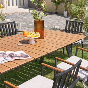 Foshan Darwin extérieur meubles en rotin luxe extérieur teck bois <span class=keywords><strong>Table</strong></span> à manger <span class=keywords><strong>8</strong></span> 10 <span class=keywords><strong>personnes</strong></span> sièges Patio <span class=keywords><strong>jardin</strong></span> rotin chaises <span class=keywords><strong>ensemble</strong></span> - Product Image 5