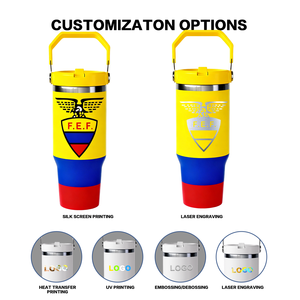 Gobelet isotherme <span class=keywords><strong>en</strong></span> acier inoxydable personnalisé ZREGGUR de 30 oz avec poignée, pour les supporters de football équatoriens, stade, camping, salle de sport, <span class=keywords><strong>voyage</strong></span> - Product Image 5