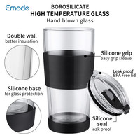 Gobelet à café glacé en verre personnalisé, tasses tasse à thé avec paille, tasses à thé Boba personnalisées tasse à smoothie gobelet en verre à vin à bulles