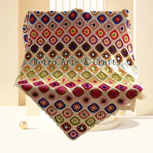 100% hand crochet Granny Square Blanket Throw