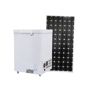 Congelador Solar Kulkas Freezer 12V 24V DC Komersial 108L dengan Roda