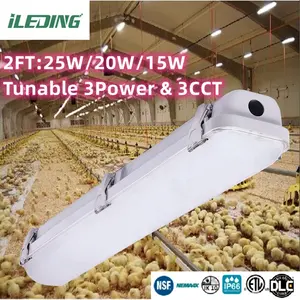 Led Linear Power CCT Switchable 2FT Workshop Tri-proof Light IP66 Waterproof Vapor Tight Fixture