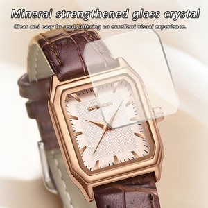 Sanda 1121 Rectangle Quartz <b>Watch</b> Stainless Steel Case Leather Strap Analog Dial Roman Numeral Unisex Elegant Fashion Wristwatch - Product Image 5