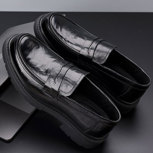 Chaussures en cuir pleine fleur pour hommes, nouvelle collection printemps, chaussures en cuir décontractées pour hommes, chaussures en cuir véritable haut de gamme à semelle épaisse - Product Image 6