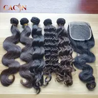 Jigin — tissage naturel brut avec closure, 50 pouces, cheveux humains, vente en gros