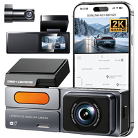 Caméra embarquée double objectif WiFi 2K QHD personnalisée, caméra de voiture avant et arrière 1080P, écran IPS 1,47 pouces, enregistrement en boucle, vision nocturne, DVR de voiture