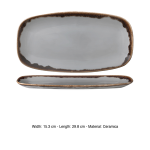 จานเสิร์ฟทรงแบนสีเทา Harvest ขนาด 29.8 × 15.3 ซม. รูปทรงสี่เหลี่ยมผืนผ้า ยี่ห้อ Dudden Ceramicadecoratamano - Product Image 3