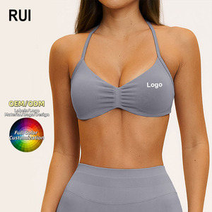 RUIQUWIN Hot Selling Women's Backless V-neck High Support Four-Way Stretch Seamless Sports Bra Yoga Pilates Workout Gym Wear - Product Image 1