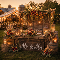 Décoration de mariage vintage dans une grange, ensemble complet et durable |   Lampe Edison en bois recyclé avec jarre en verre et toile de jute |   Solution OEM tout-en-un