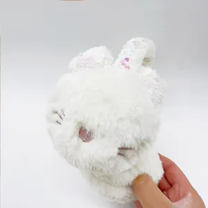 2023 Factory Customization Embroidery Rabbit Face Earmuffs Rabbit Fur Fashion Design Of Winter Plush Earmuffs