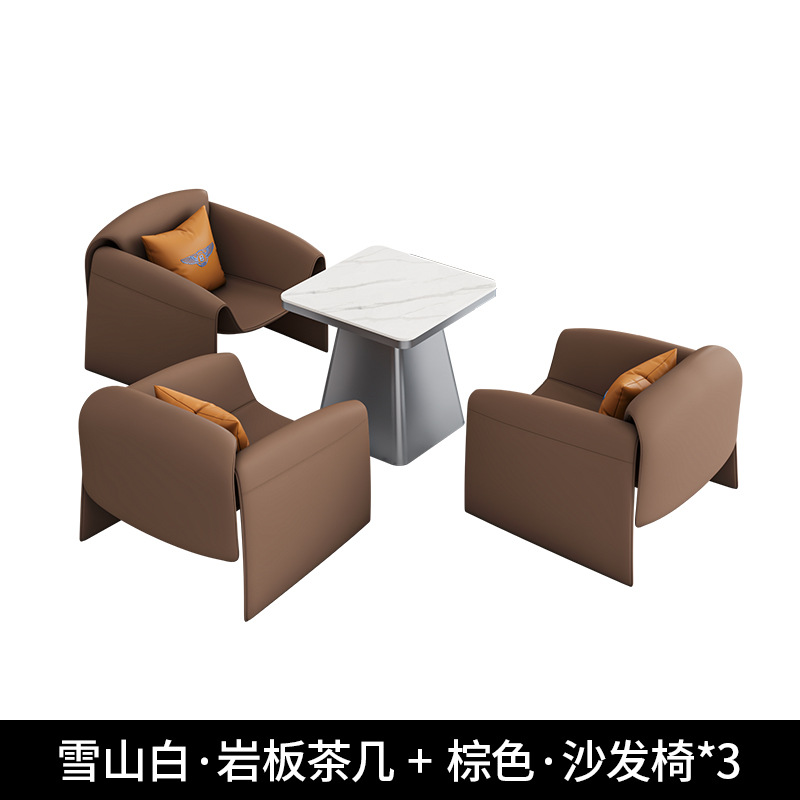 60 square table and 3 brown sofa chairs