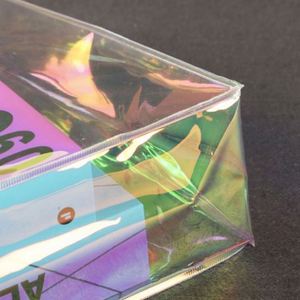 Sac fourre-tout en PVC holographique transparent de haute qualité avec logo personnalisé, imprimé par laser couleur - Product Image 5