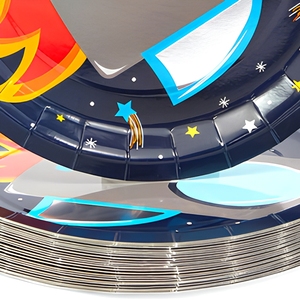 Juego de Vajilla Desechable de Acero Inoxidable con Temática Espacial para Fiestas de Cumpleaños Infantiles, Platos, Vasos, Servilletas, Gorros de Cono, Decoraciones para Fiestas - Product Image 5