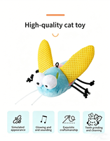 Jouet interactif pour chat rechargeable, jouet en peluche en forme de cigale activé par le toucher avec antenne lumineuse et son, jouet à mâcher