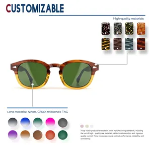 Benyi Custom Stylish High Quality Round Handmade Sunglasses Luxury Unique Classic Vintage Acetate Sunglasses