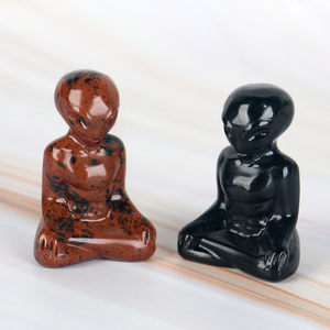 CHUSE Artisanat en cristal Fengshui, Tête d'alien sculptée à la main en pierre naturelle, Statue de yoga en cristal pour la décoration - Product Image 1