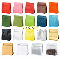 Sacs d'emballage en plastique pour café, à fond plat, en aluminium et PE, imprimés sur mesure, résistants à la chaleur et à l'humidité, avec valve, Packfortune