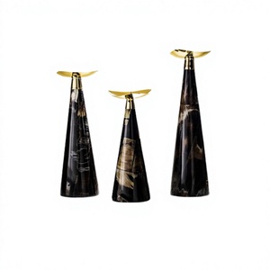 Ensemble de 3 bougeoirs pour centre de table en marbre et métal Bougeoir pour vaisselle de la plus haute qualité au prix le plus bas - Product Image 1