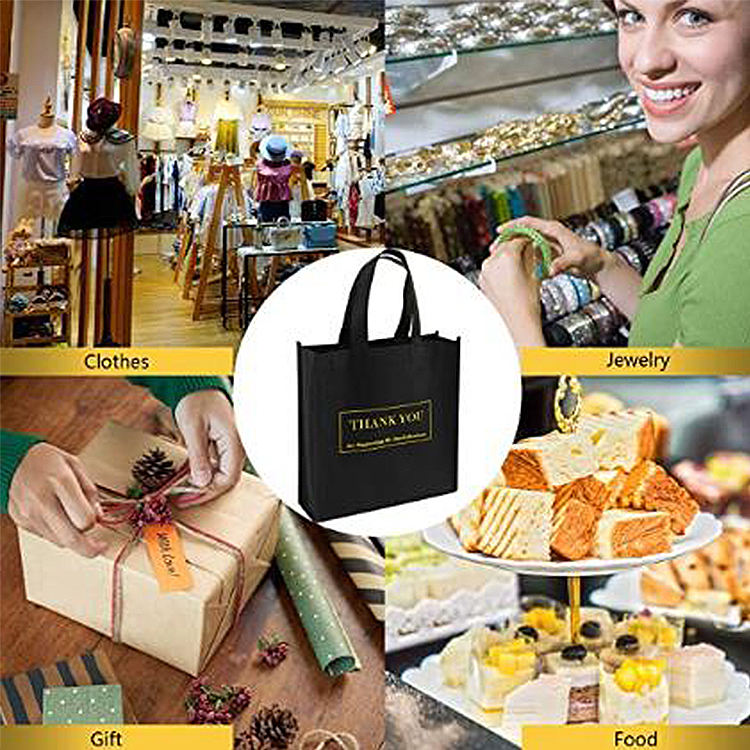 Custom printed recyclable large non-woven shopping bag with thank you
