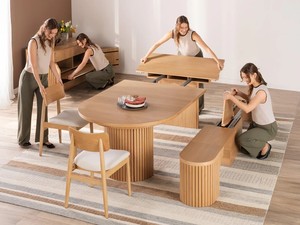 <span class=keywords><strong>Tavolo</strong></span> da Pranzo Allungabile in Rovere <span class=keywords><strong>Chiaro</strong></span> con Struttura in MDF Impiallacciato, L(114-165-216-267)*L114*H76cm, Mobile Elegante Personalizzabile per la Casa - Product Image 4