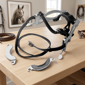 Kit dentaire : Spéculum bouche de cheval à quatre réglages de cliquet, en acier inoxydable allemand, réutilisable, avec sangles en cuir incluses, pour opérations sur animaux - Product Image 2