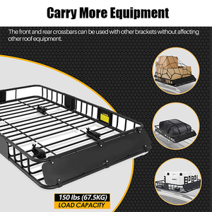 Fabricant universel 150lbs 64 "X 39" pouces en acier Suv voiture Cargo Rooftop Basket Holder <span class=keywords><strong>porte</strong></span>-bagages <span class=keywords><strong>porte</strong></span>-bagages de toit - Product Image 2