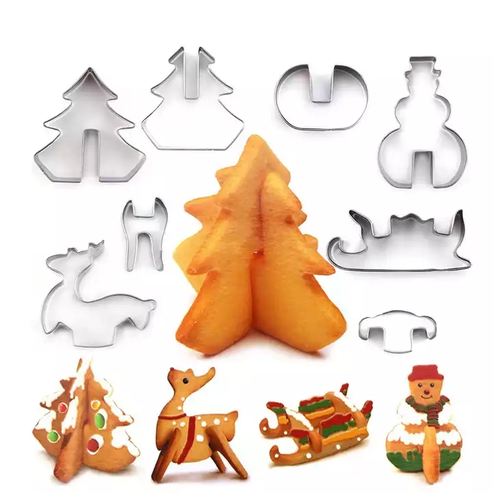 Juego de cortadores de galletas navideñas grises