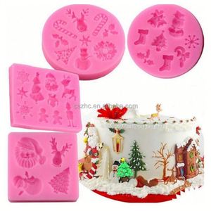 Snowflake Christmas Tree Reindeer Santa Candy <b>Chocolate</b> Eco-Friendly 4-Piece <b>Silicone</b> Christmas Fondant <b>Molds</b> Baking Tool Cake - Product Image 1