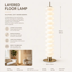 Lampe sur pied LED contemporaine en verre blanc laiteux, design citrouille danoise, protection oculaire pour enfants, pour chambre, bureau, salon - Product Image 4
